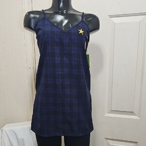 Sam Edelman Navy Plaid Side Slit Chamise